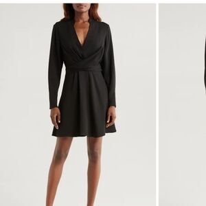 Boss Dimkai Long Sleeve Black Faux Wrap Dress.... Size 10